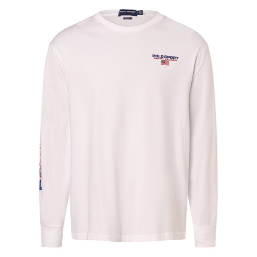 Polo Sport Męska koszula z długim rękawem Mężczyźni Bawełna biały nadruk ze sklepu vangraaf w kategorii T-shirty męskie - zdjęcie 169201435