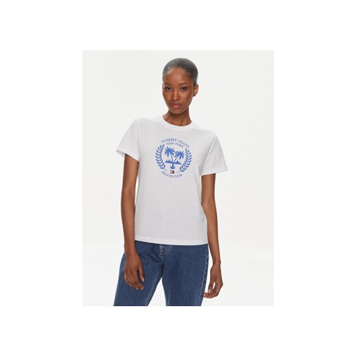 Tommy Jeans T-Shirt Prep Luxe DW0DW17835 Biały Regular Fit ze sklepu MODIVO w kategorii Bluzki damskie - zdjęcie 169204025