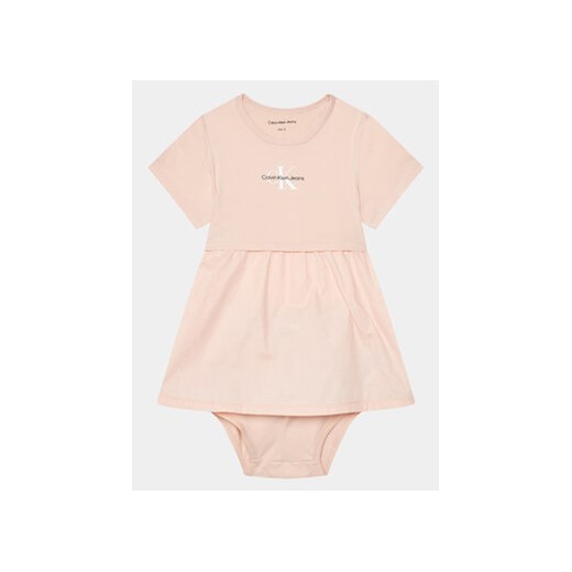 Calvin Klein Jeans Sukienka codzienna Monogram Logo IN0IN00172 Różowy Regular Fit ze sklepu MODIVO w kategorii Body niemowlęce - zdjęcie 169205125