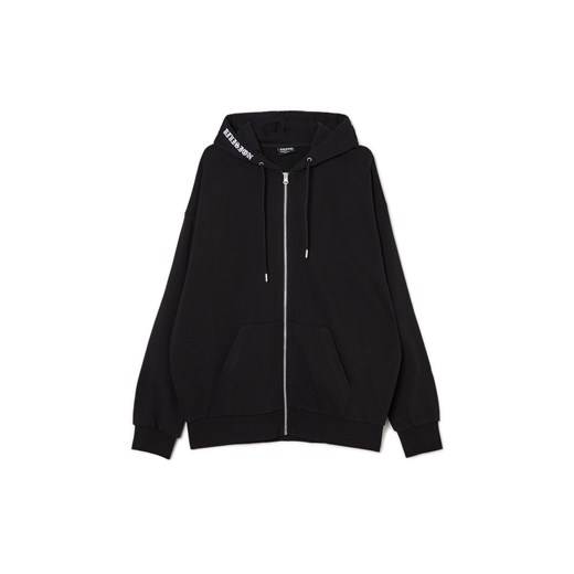 Cropp - Czarna rozpinana bluza z kapturem - czarny ze sklepu Cropp w kategorii Bluzy męskie - zdjęcie 169206037