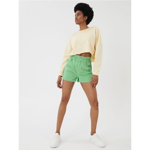 Sinsay - Szorty jeansowe high waist - zielony ze sklepu Sinsay w kategorii Szorty - zdjęcie 169212076