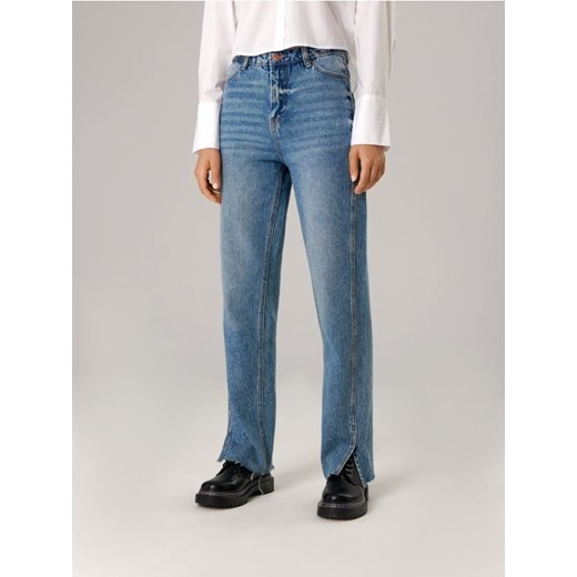 Sinsay - Jeansy straight high waist - niebieski Sinsay 34 promocja Sinsay