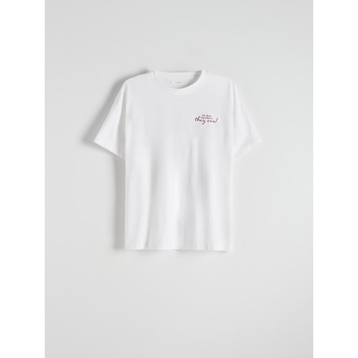 Reserved - T-shirt z nadrukiem na plecach - biały Reserved L Reserved
