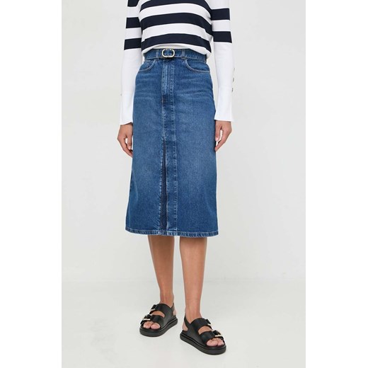 Twinset spódnica jeansowa kolor niebieski midi prosta ze sklepu ANSWEAR.com w kategorii Spódnice - zdjęcie 169213879