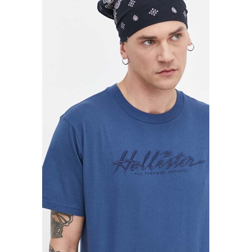 Hollister Co. t-shirt bawełniany męski kolor granatowy z aplikacją Hollister Co. XXL ANSWEAR.com