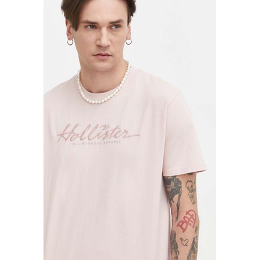 Hollister Co. t-shirt bawełniany męski kolor różowy z aplikacją Hollister Co. XS ANSWEAR.com