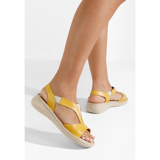 Żółte sandały damskie skórzane Tavimera ze sklepu Zapatos w kategorii Sandały damskie - zdjęcie 169221119