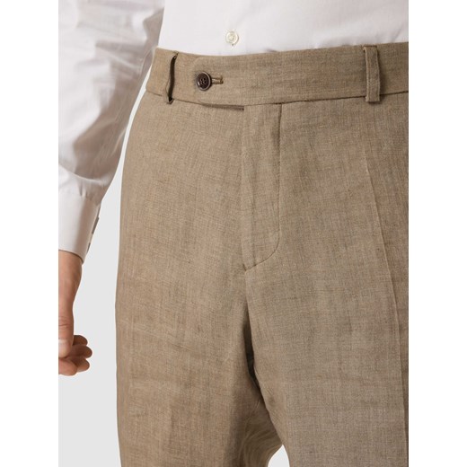 Spodnie do garnituru o kroju slim fit z lnu w kant model ‘Tomte’ Carl Gross 27 Peek&Cloppenburg 