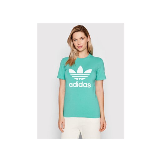 adidas T-Shirt adicolor Classics Trefoil HE6869 Zielony Regular Fit ze sklepu MODIVO w kategorii Bluzki damskie - zdjęcie 169230709