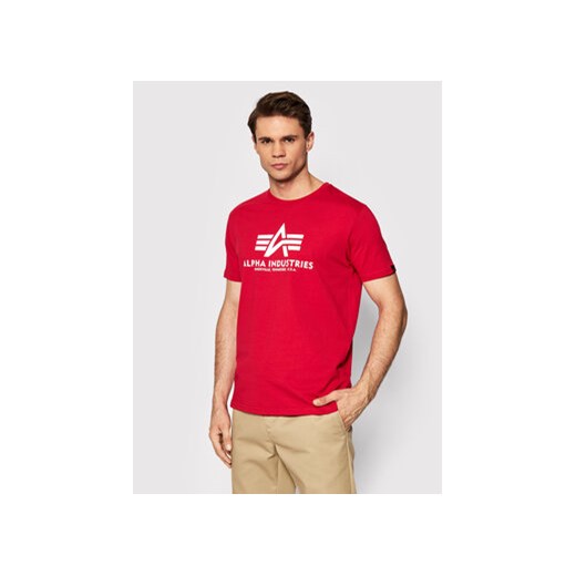 Alpha Industries T-Shirt Basic 100501 Czerwony Regular Fit ze sklepu MODIVO w kategorii T-shirty męskie - zdjęcie 169231238