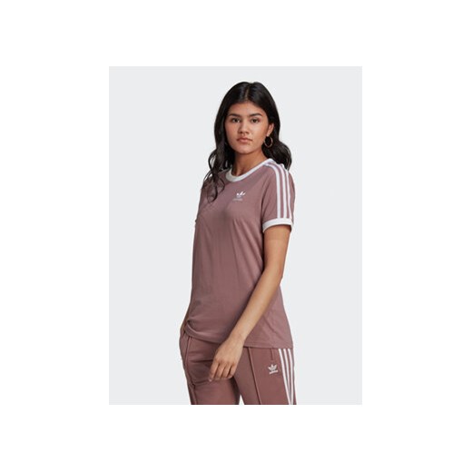 adidas T-Shirt adicolor 3-Stripes HL6689 Różowy Regular Fit ze sklepu MODIVO w kategorii Bluzki damskie - zdjęcie 169232028