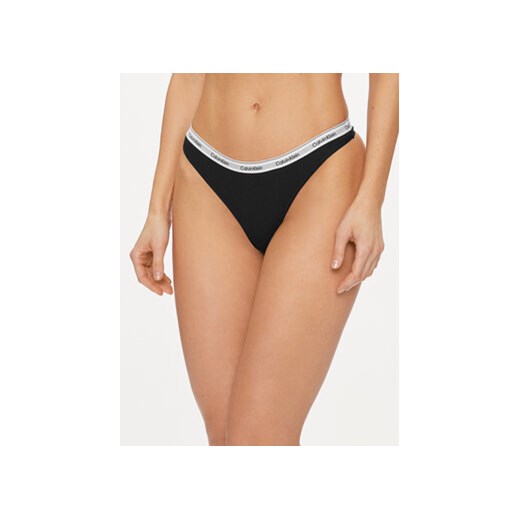 Calvin Klein Underwear Stringi 000QD5043E Czarny ze sklepu MODIVO w kategorii Majtki damskie - zdjęcie 169232918