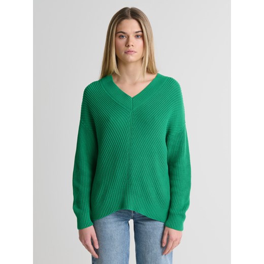 Sweter damski z wiskozy z dekoltem v-neck zielony Cyntiana 301 ze sklepu Big Star w kategorii Swetry damskie - zdjęcie 169233118