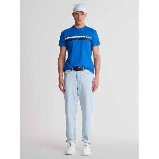 Koszulka męska z nadrukiem na piersi niebieska Eskiletter 401 ze sklepu Big Star w kategorii T-shirty męskie - zdjęcie 169233129