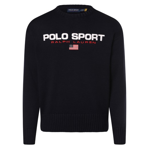Polo Sport Męski sweter Mężczyźni Bawełna granatowy jednolity ze sklepu vangraaf w kategorii Swetry męskie - zdjęcie 169233575