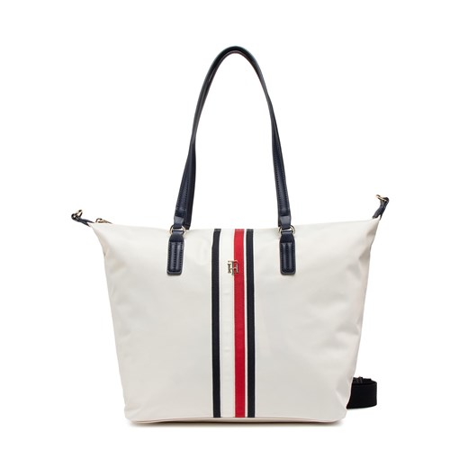 Torebka Tommy Hilfiger Poppy Tote White Corp AW0AW13169 YBI Tommy Hilfiger one size wyprzedaż eobuwie.pl