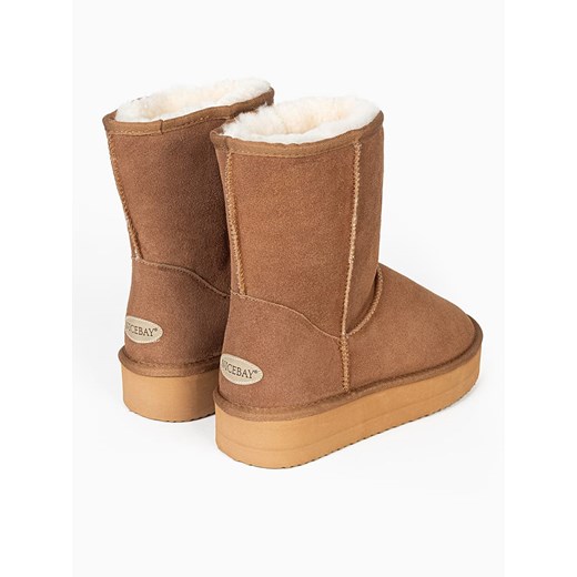 Śniegowce damskie brązowe Nicebay na platformie z weluru 