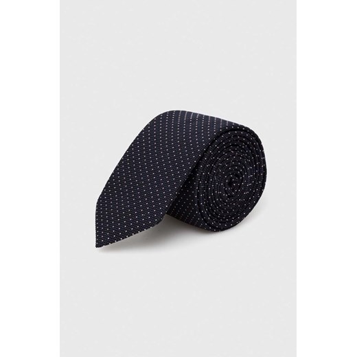 HUGO krawat jedwabny kolor granatowy 50494297 ze sklepu ANSWEAR.com w kategorii Krawaty - zdjęcie 169238779