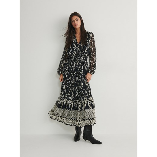 Reserved - Wzorzysta sukienka maxi - czarny ze sklepu Reserved w kategorii Sukienki - zdjęcie 169241928