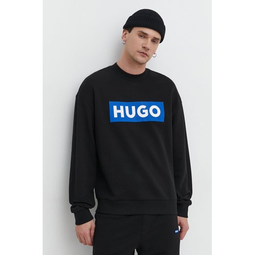 Hugo Blue bluza bawełniana męska kolor czarny z nadrukiem 50522375 ze sklepu ANSWEAR.com w kategorii Bluzy męskie - zdjęcie 169242767