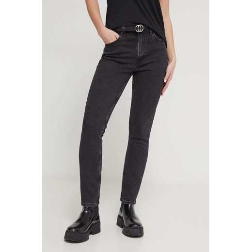 Abercrombie &amp; Fitch jeansy damskie kolor czarny ze sklepu ANSWEAR.com w kategorii Jeansy damskie - zdjęcie 169243408