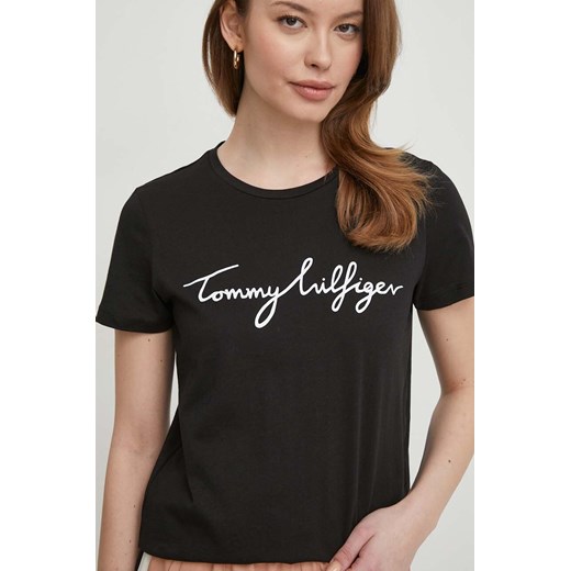 Tommy Hilfiger t-shirt bawełniany damski kolor czarny WW0WW41674 ze sklepu ANSWEAR.com w kategorii Bluzki damskie - zdjęcie 169243475