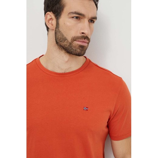 Napapijri t-shirt bawełniany męski kolor pomarańczowy gładki Napapijri M ANSWEAR.com