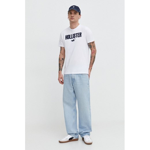 Hollister Co. t-shirt bawełniany 5-pack męski kolor biały z aplikacją ze sklepu ANSWEAR.com w kategorii T-shirty męskie - zdjęcie 169243707