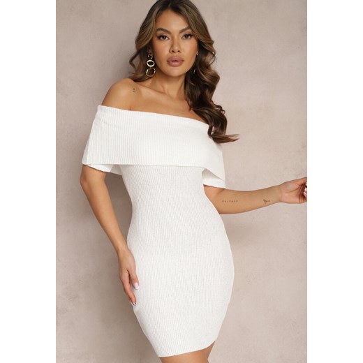 Biała Taliowana Sukienka Hiszpanka Mini z Elastycznej Tkaniny Naliresa ze sklepu Renee odzież w kategorii Sukienki - zdjęcie 169245477