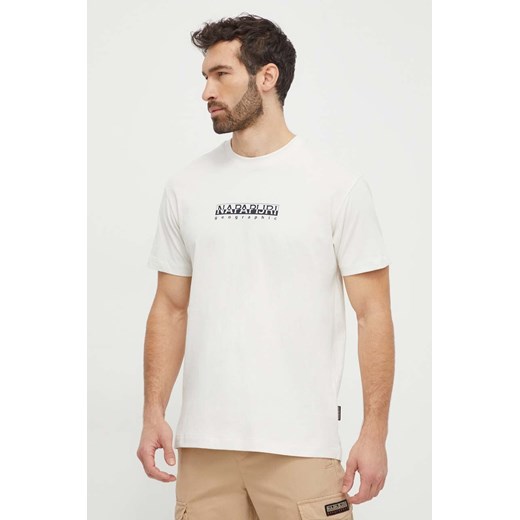 Napapijri t-shirt bawełniany S-Box męski kolor beżowy z nadrukiem NP0A4H8SN1A1 ze sklepu PRM w kategorii T-shirty męskie - zdjęcie 169246927