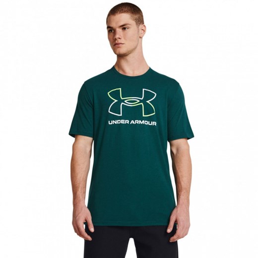 Męski t-shirt z nadrukiem Under Armour UA Foundation Short Sleeve - zielony ze sklepu Sportstylestory.com w kategorii T-shirty męskie - zdjęcie 169247688