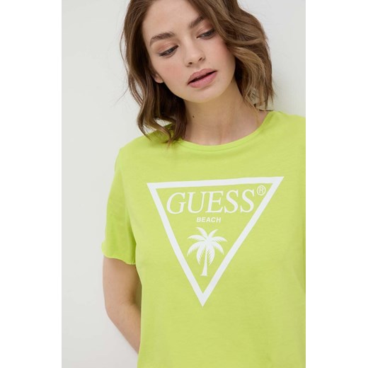 Guess t-shirt bawełniany kolor zielony Guess XS ANSWEAR.com