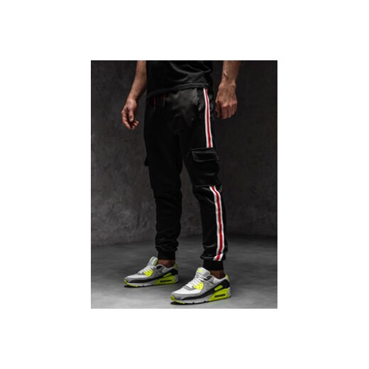 Czarne joggery dresowe bojówki spodnie męskie Denley YLB88018A1 L promocyjna cena Denley
