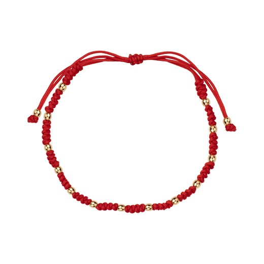 Bransoletka złota na czerwonym sznurku - kulki - Hippie ze sklepu YES.pl w kategorii Bransoletki - zdjęcie 169254285
