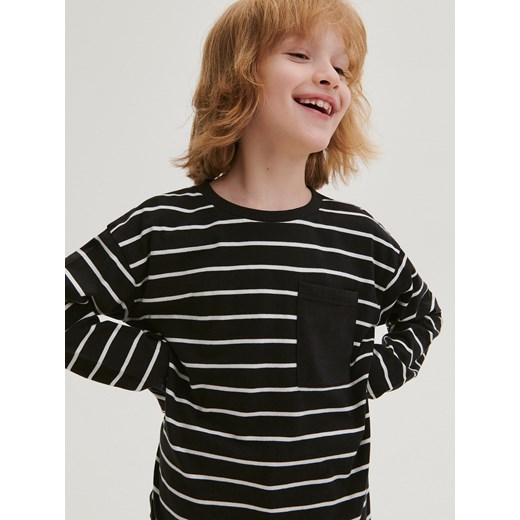 Reserved - Koszulka longsleeve w paski - ciemnoszary ze sklepu Reserved w kategorii T-shirty chłopięce - zdjęcie 169254395