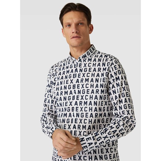 Koszula casualowa o kroju slim fit ze wzorem z logo na całej powierzchni model Armani Exchange M Peek&Cloppenburg 