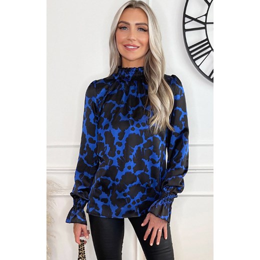 Bluzka z długimi i szerokimi rękawami TA532, Kolor czarno-niebieski, Rozmiar L, AX Paris ze sklepu Primodo w kategorii Bluzki damskie - zdjęcie 169257586