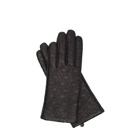 Calvin Klein Skórzane rękawiczki RE-LOCK DEBOSSED | z dodatkiem wełny Calvin Klein M/L Gomez Fashion Store