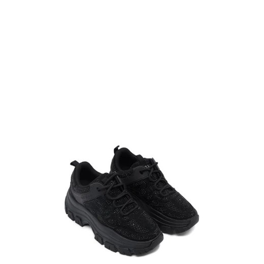 Buty sportowe damskie Guess sneakersy czarne tkaninowe na platformie wiązane 