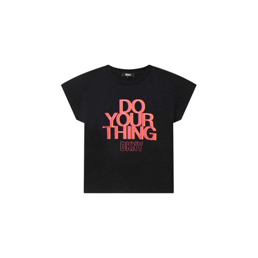 DKNY T-Shirt D35S88 D Czarny Regular Fit ze sklepu MODIVO w kategorii Bluzki dziewczęce - zdjęcie 169283836