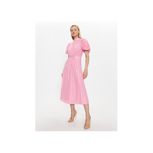ROTATE Sukienka koktajlowa Sequins Puff Sleeve 100058224 Różowy Regular Fit ze sklepu MODIVO w kategorii Sukienki - zdjęcie 169285316