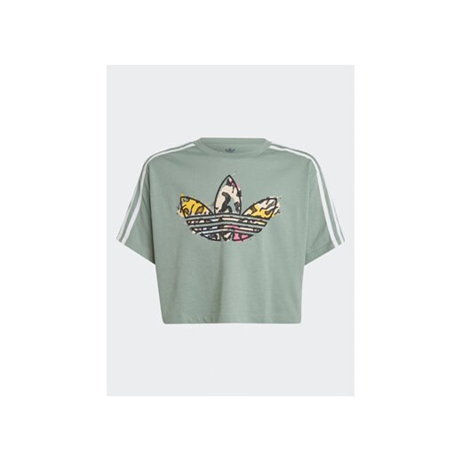 adidas T-Shirt Animal Print Crop T-Shirt IB8582 Zielony Loose Fit 7_8Y wyprzedaż MODIVO