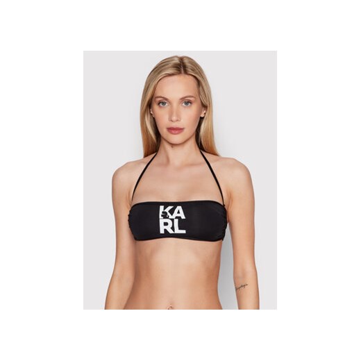 KARL LAGERFELD Góra od bikini Printed Logo KL22WTP02 Czarny ze sklepu MODIVO w kategorii Stroje kąpielowe - zdjęcie 169286467