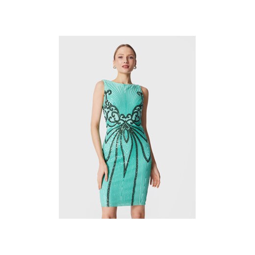 Fracomina Sukienka koktajlowa FQ23SD1002W53601 Zielony Slim Fit ze sklepu MODIVO w kategorii Sukienki - zdjęcie 169289147