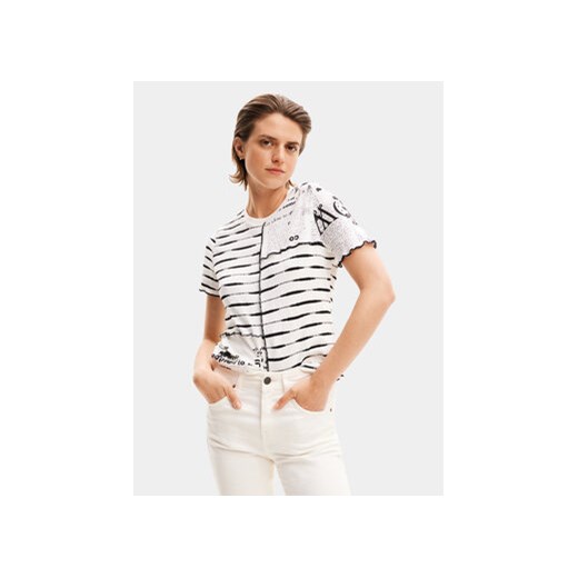 Desigual T-Shirt Lou 24SWTKA8 Biały Regular Fit ze sklepu MODIVO w kategorii Bluzki damskie - zdjęcie 169289208