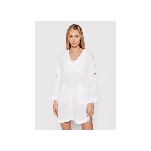 Seafolly Sukienka plażowa Essential 54020-CU Biały Relaxed Fit ze sklepu MODIVO w kategorii Odzież plażowa - zdjęcie 169289215