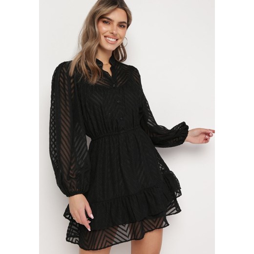 Sukienka Born2be z dekoltem w literę v mini czarna casual