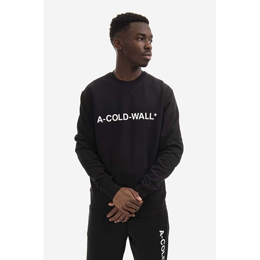 A-COLD-WALL* bluza bawełniana Essential Logo Crewneck męska kolor czarny z nadrukiem ACWMW082.-LIGHTORANG ze sklepu ANSWEAR.com w kategorii Bluzy męskie - zdjęcie 169293799