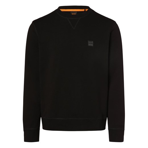 BOSS Orange Bluza męska - Westart Mężczyźni Bawełna czarny jednolity ze sklepu vangraaf w kategorii Bluzy męskie - zdjęcie 169294655