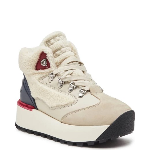 Beżowe buty sportowe damskie Tommy Jeans sneakersy na wiosnę skórzane na platformie
